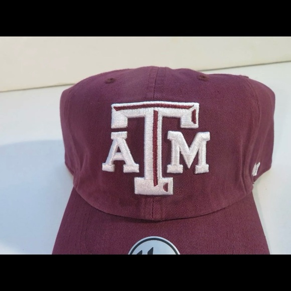 New '47 Clean Up Texas A&M Aggies Plain Logo Strapback Hat Maroon Red NCAA - Picture 2 of 7